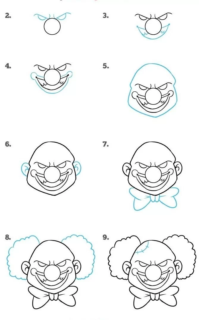 How to Draw a Scary Clown Step by Step Easy