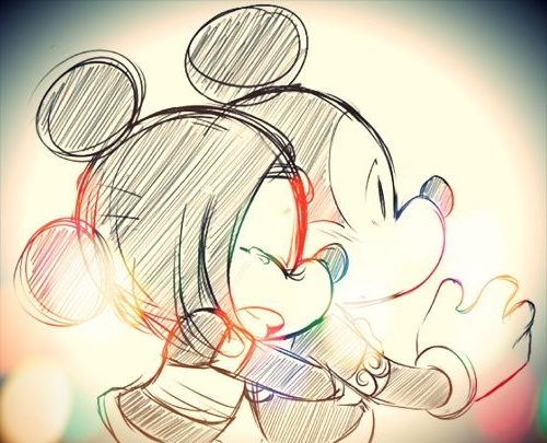 Love Mickey and Minnie Mouse Drawing