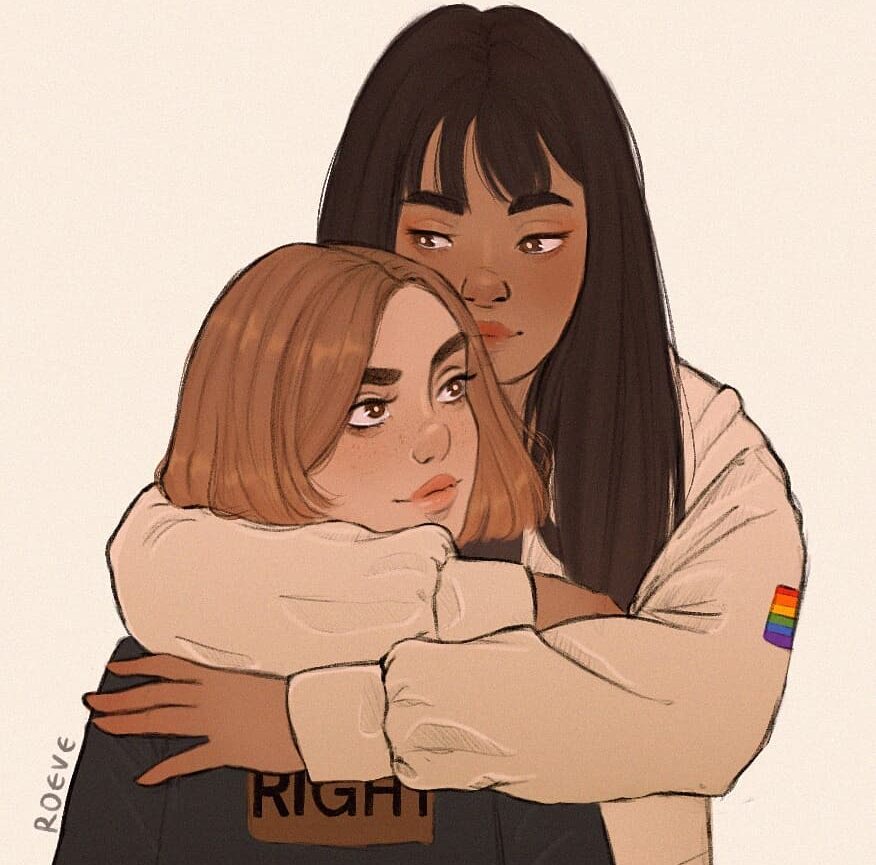 Lesbian Couple Drawing Base