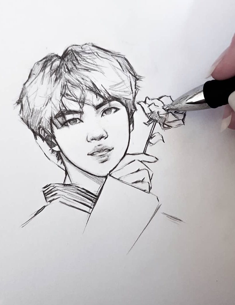bts drawing easy step by step