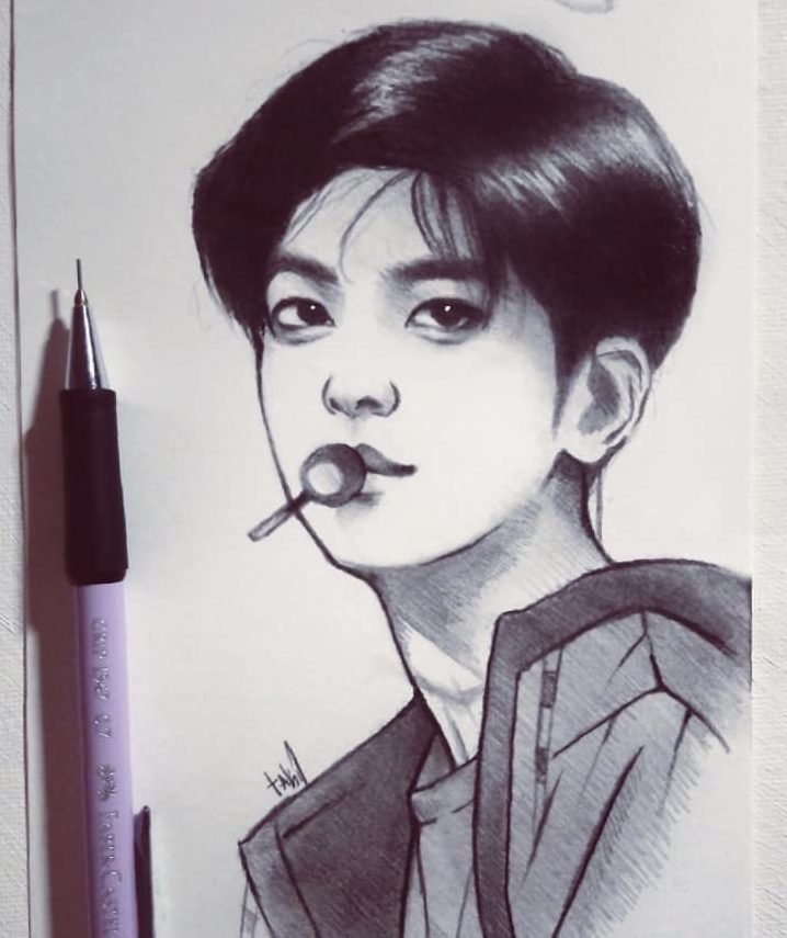 bts v drawing easy step by step