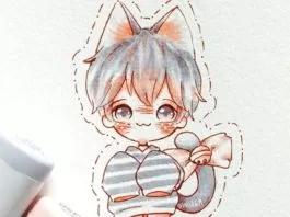 cute cat anime boy drawing easy step by step