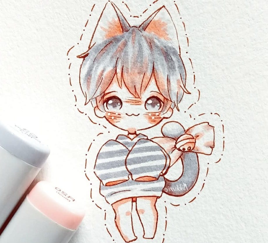 cute cat anime boy drawing easy step by step
