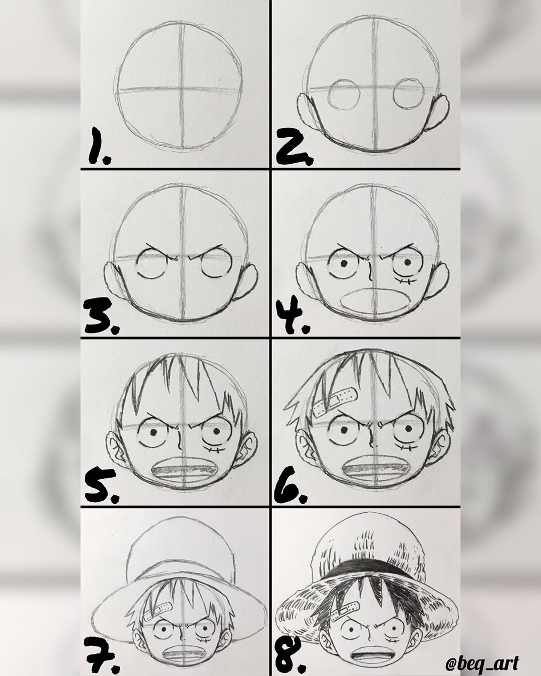 one piece anime drawing step by step