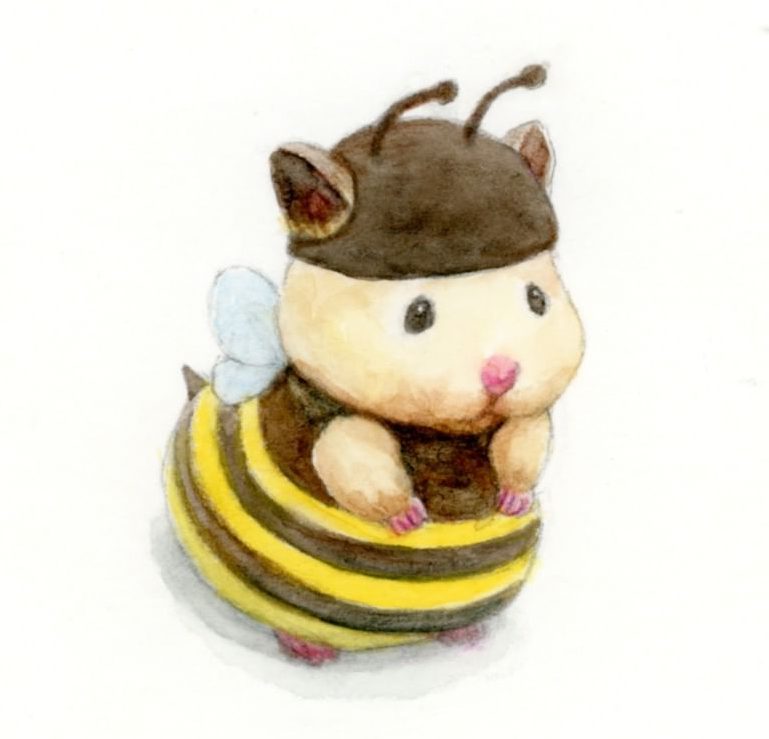 Cute Bee Hamster Drawing