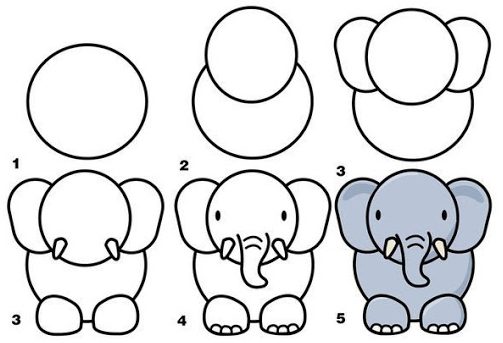 Cute Elephant Drawing for Kids