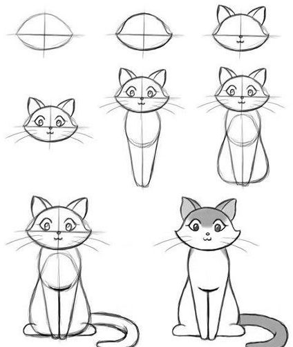 20 Easy Cat Drawing Step by Step Tutorials - Simple Cat Sketch