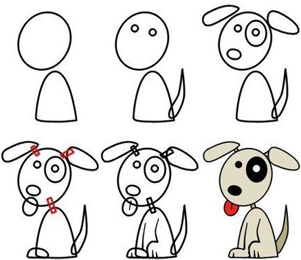 Easy dog drawing for kids