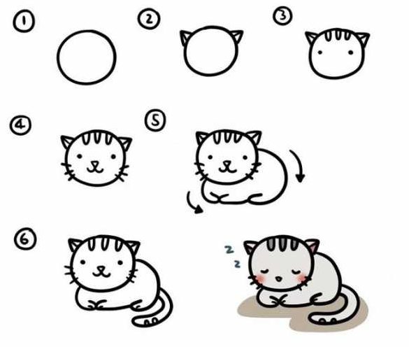 20 Easy Cat Drawing Step By Step Tutorials Simple Cat Sketch