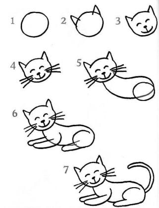 20 Easy Cat Drawing Step by Step Tutorials - Simple Cat Sketch