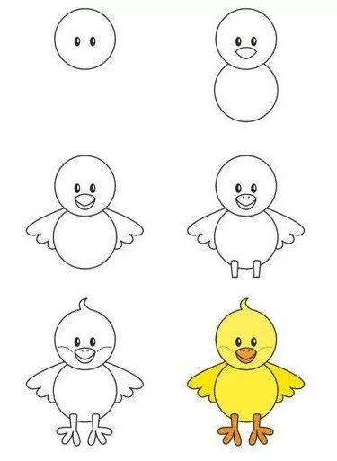 How to draw a chick step by step