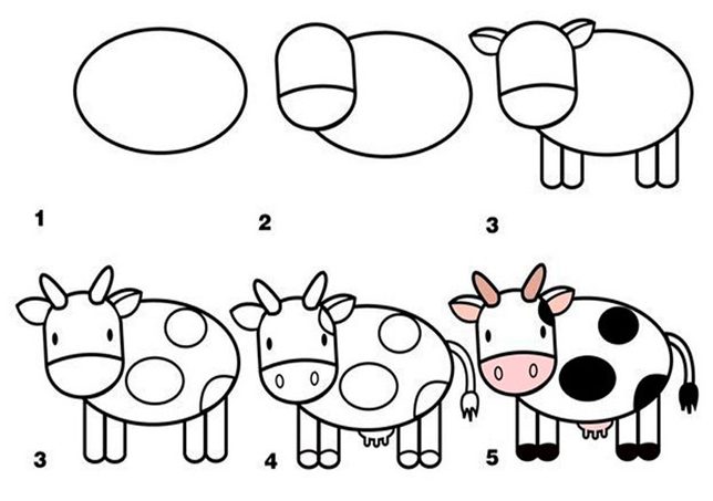 How to draw a cow for kids