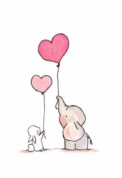 Love cute elephant drawing