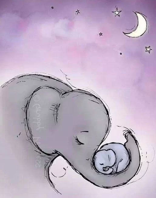 Mother and baby elephant drawing