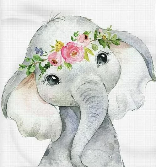 Watercolor cute drawing elephant