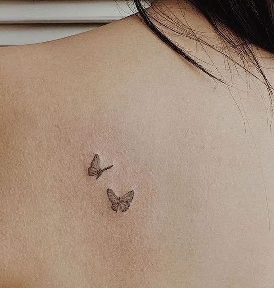 back small shoulder butterfly tattoo