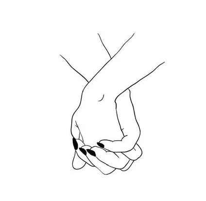 simple aesthetic holding hands drawing