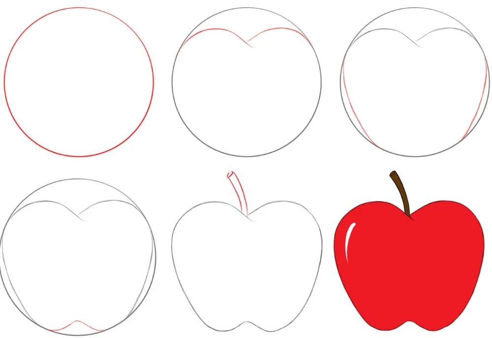 apple sketch for kids