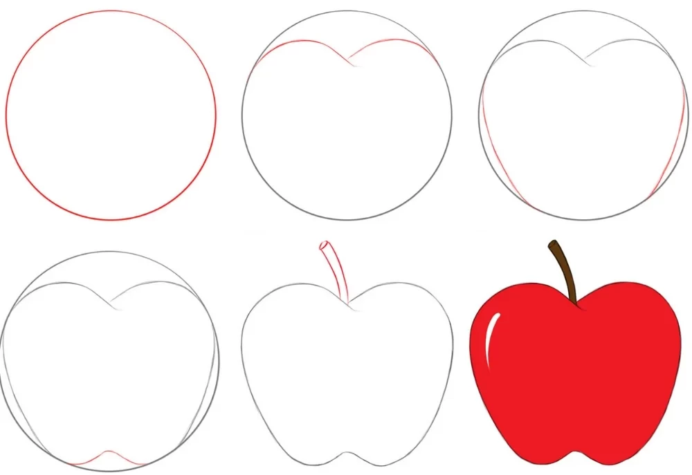 Apple drawing for kids step by step