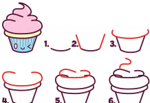 Cute easy cupcake drawing for kids