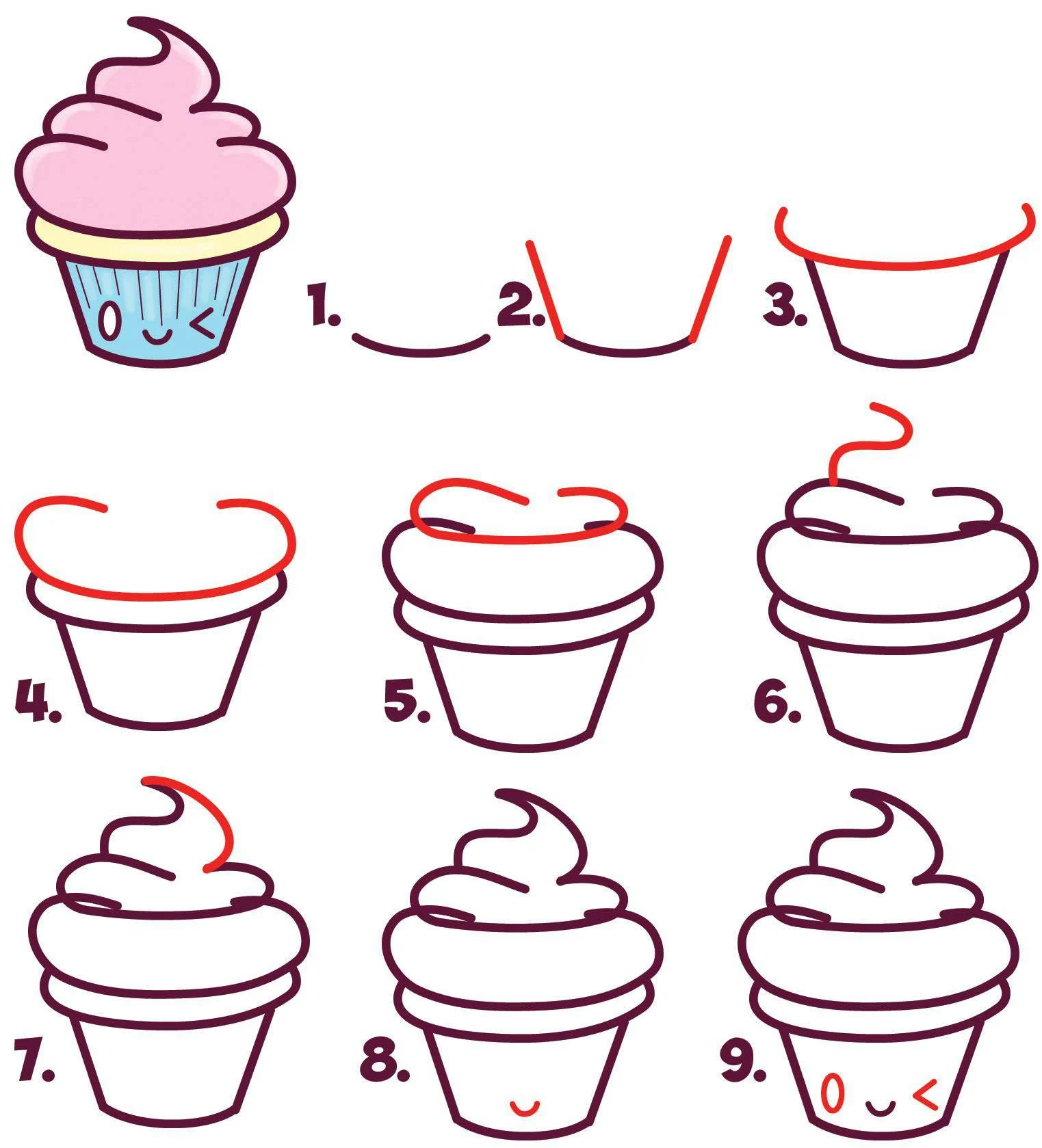 cupcake drawing for kids