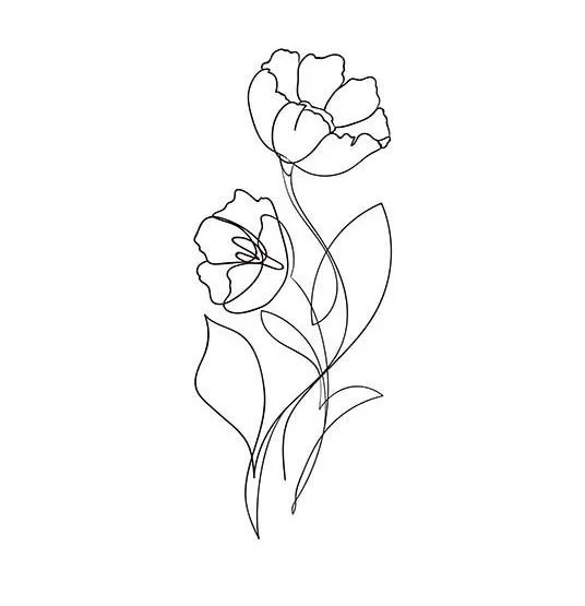 One line drawing flower