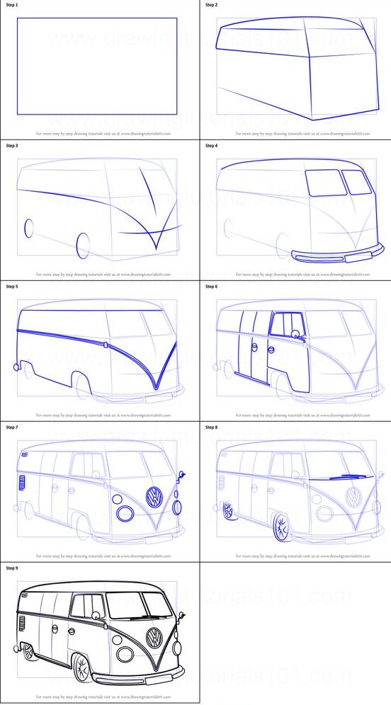 drawing car step by pencil