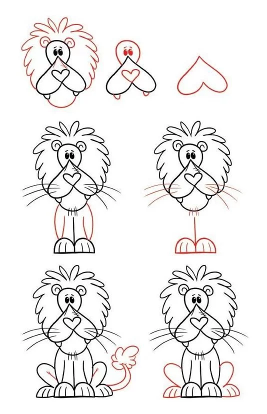 drawing cartoon lion