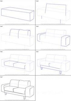 drawing sofa step by pencil