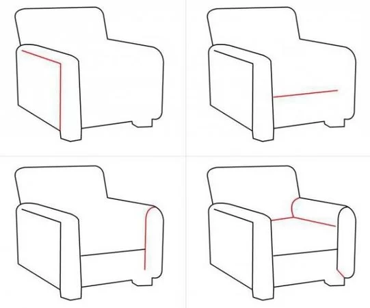 How To Draw A Sofa Chair Step By | Baci Living Room