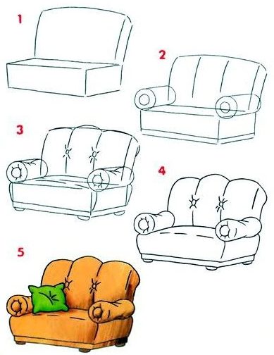 easy step how to draw a couch