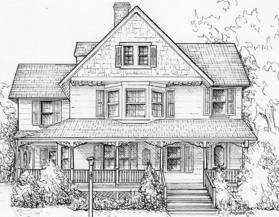 sketch how to draw a house
