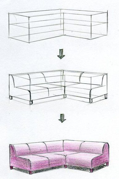 step how to draw a couch