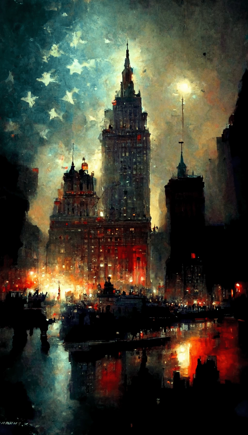 Dark themed city phone wallpaper