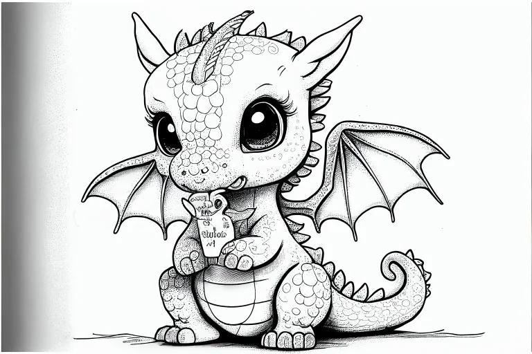 Cute baby dragon coloring page