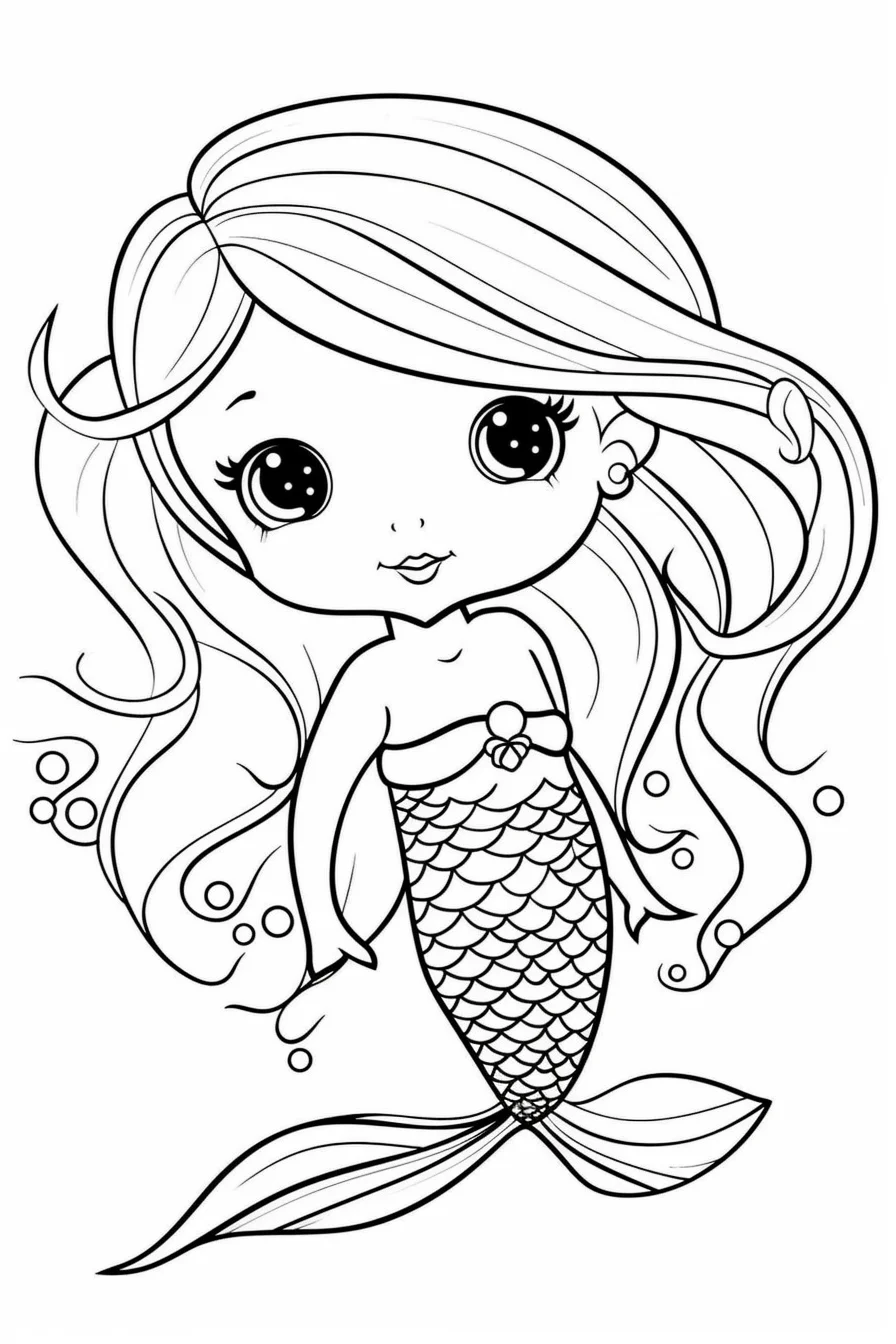 Anime cute mermaid coloring pages