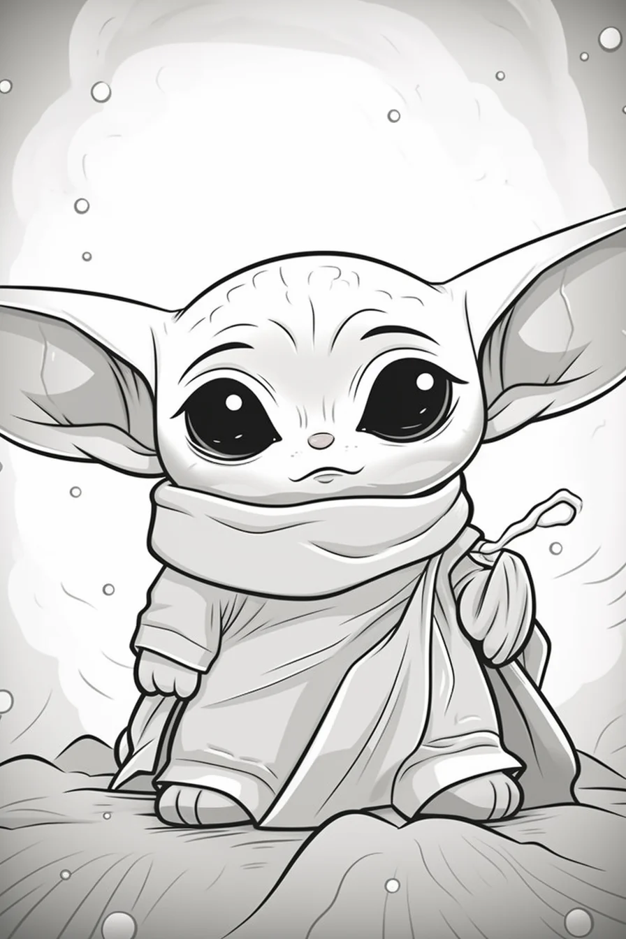Baby Yoda Coloring Page Cute