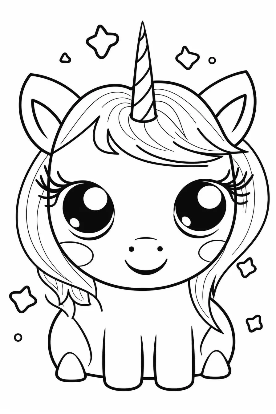 Baby easy cute unicorn coloring pages