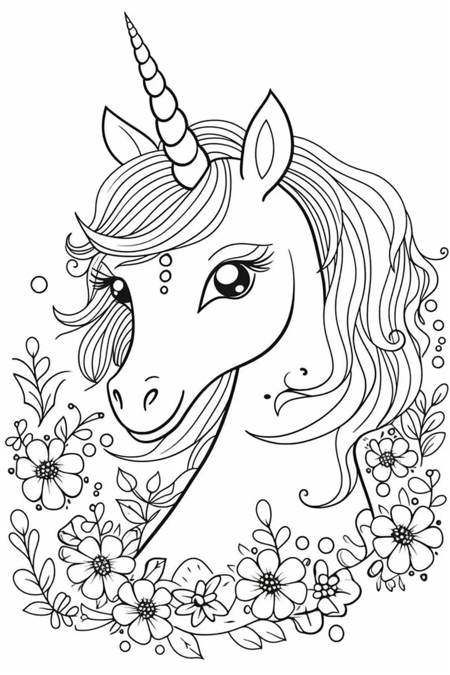Beautiful realistic unicorn coloring pages