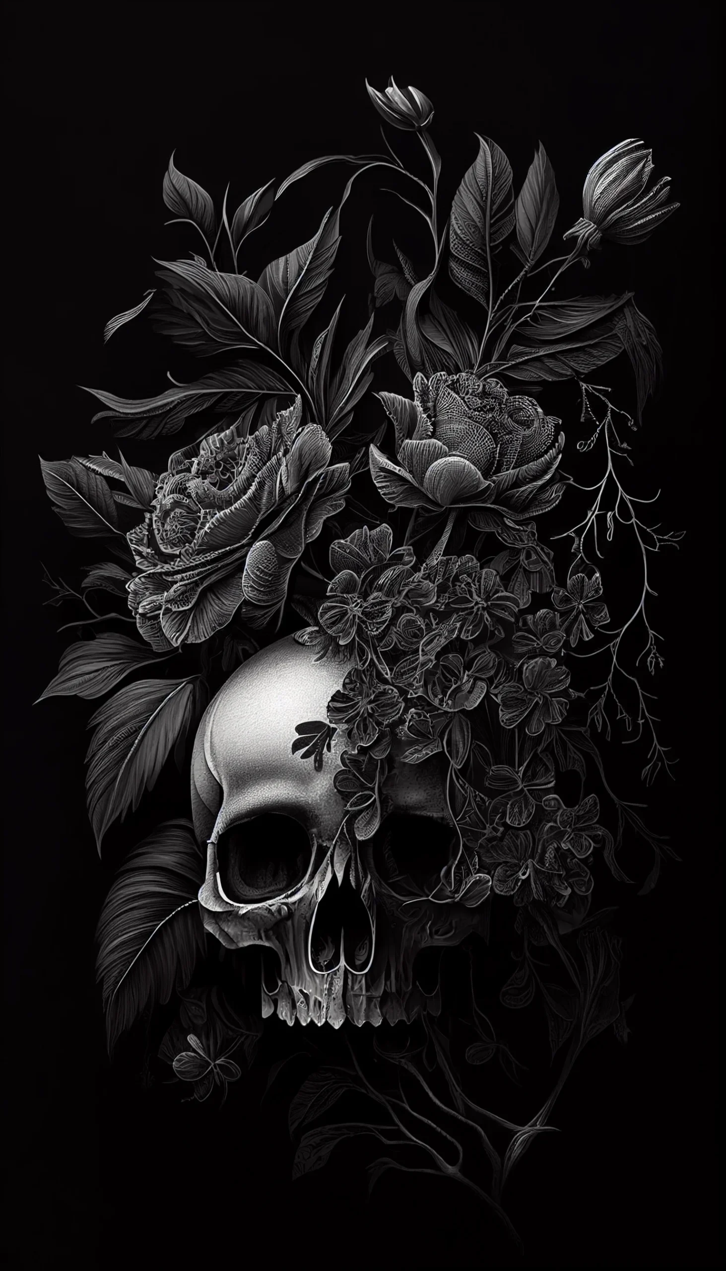 Black aesthetic skull iphone wallpaper