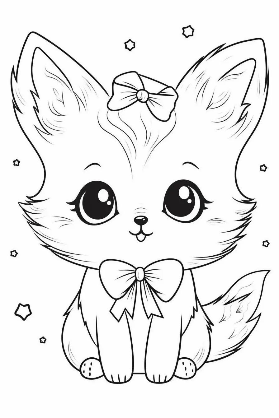 Cute animal kawaii coloring pages