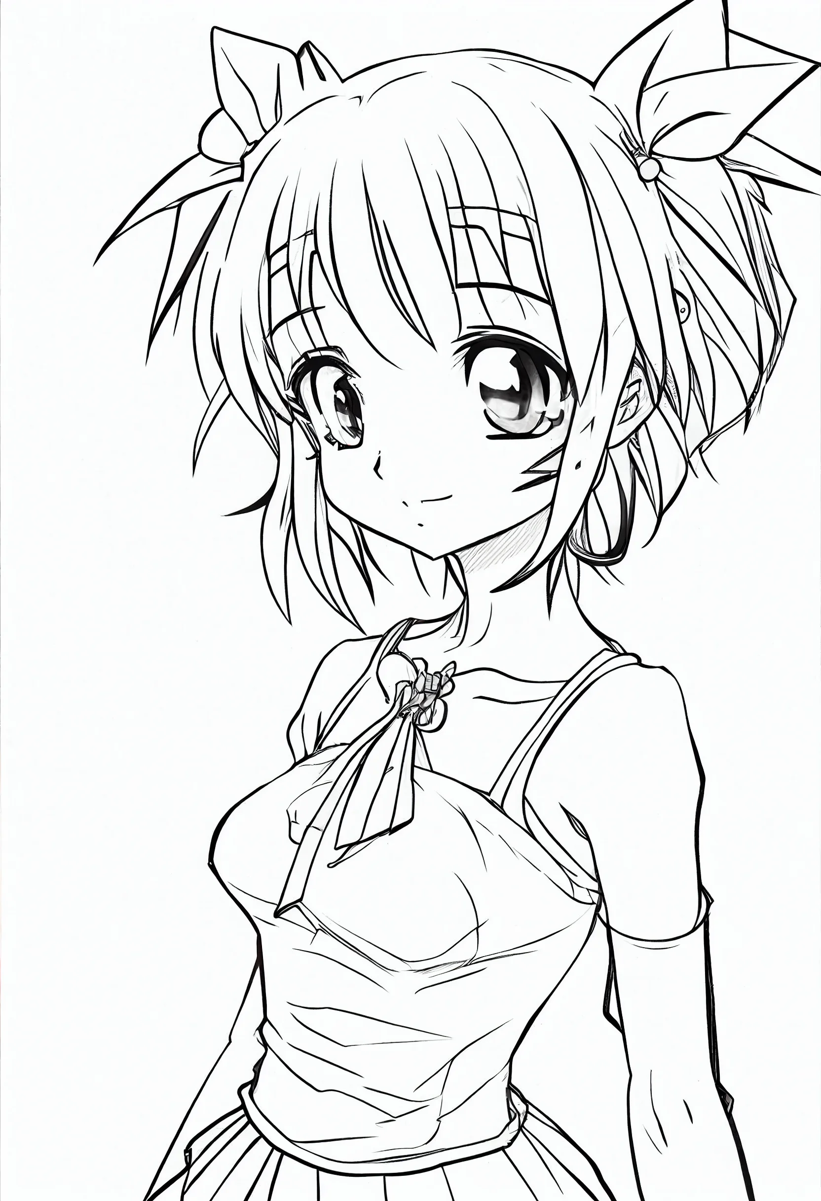 sketch of anime girl cute manga girl line art Stock Vector | Adobe Stock-saigonsouth.com.vn