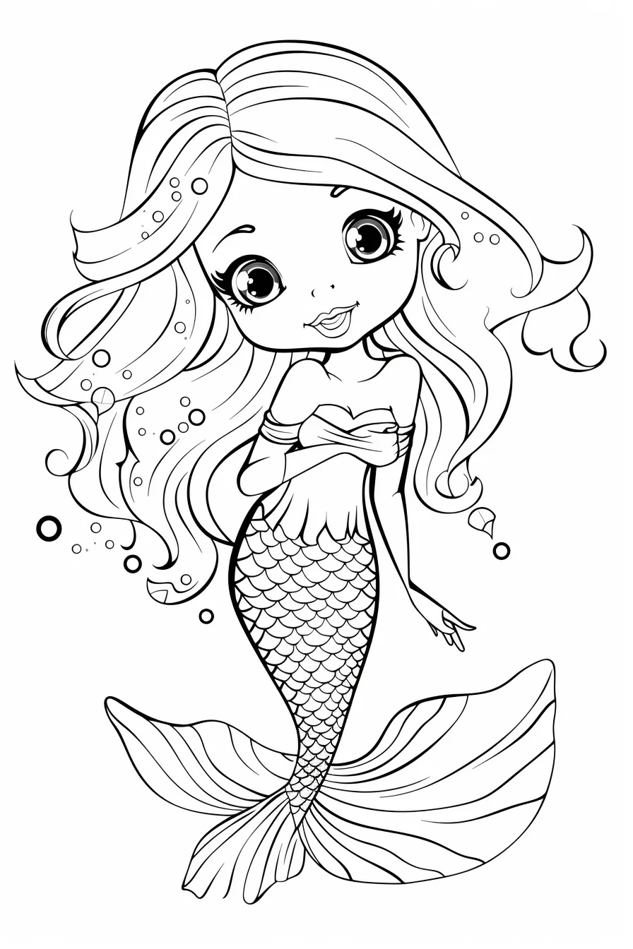 Cute easy mermaid coloring pages