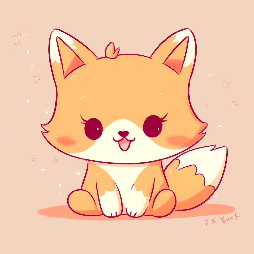 Cute fox drawing kawaii
