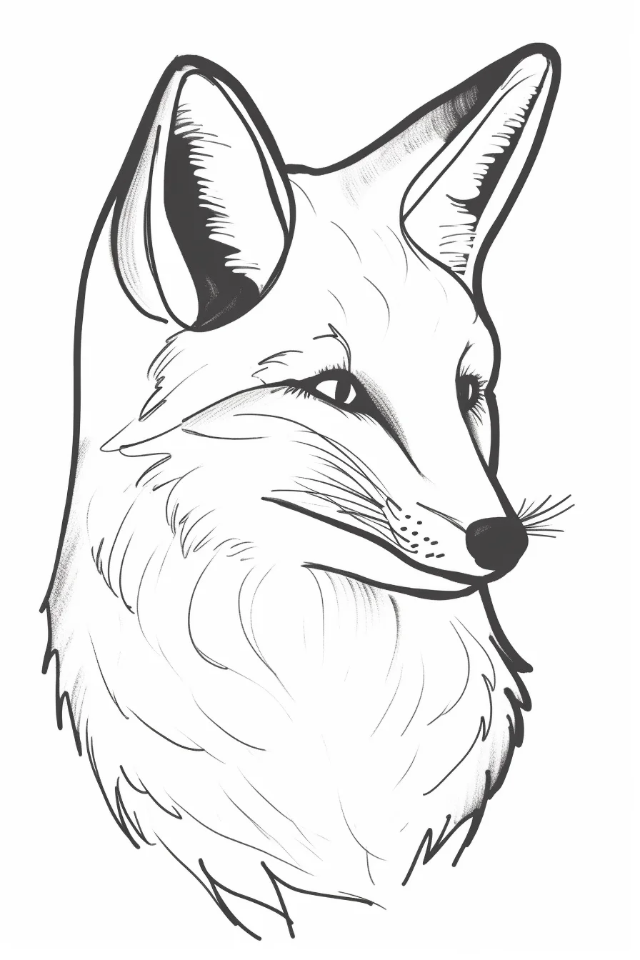 Cute fox drawing outline face