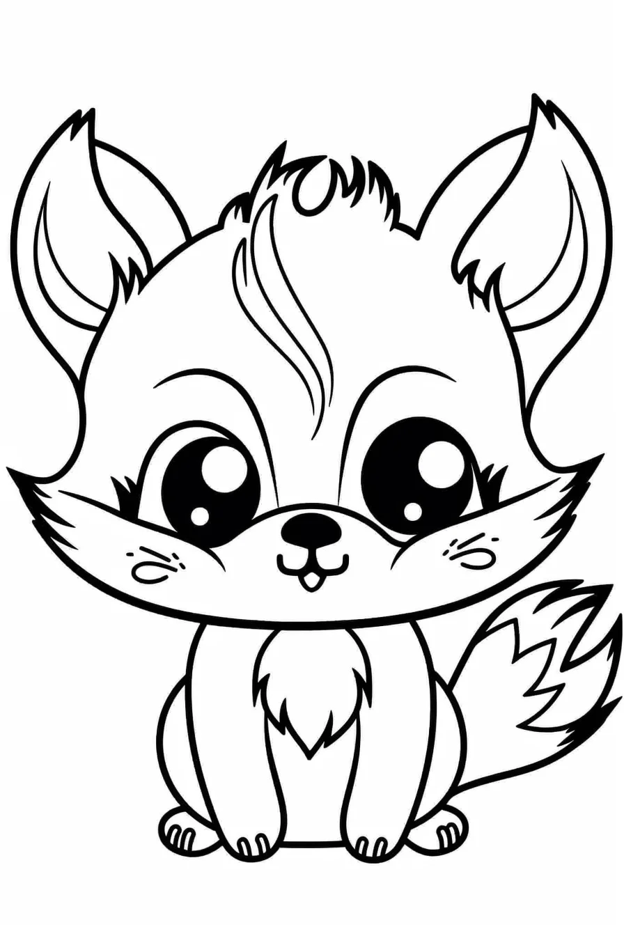 Cute kawaii baby fox coloring pages for kids