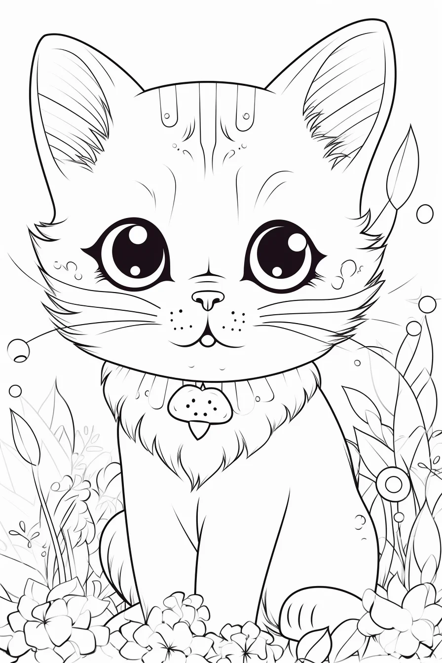 Cute kawaii cat coloring pages printable