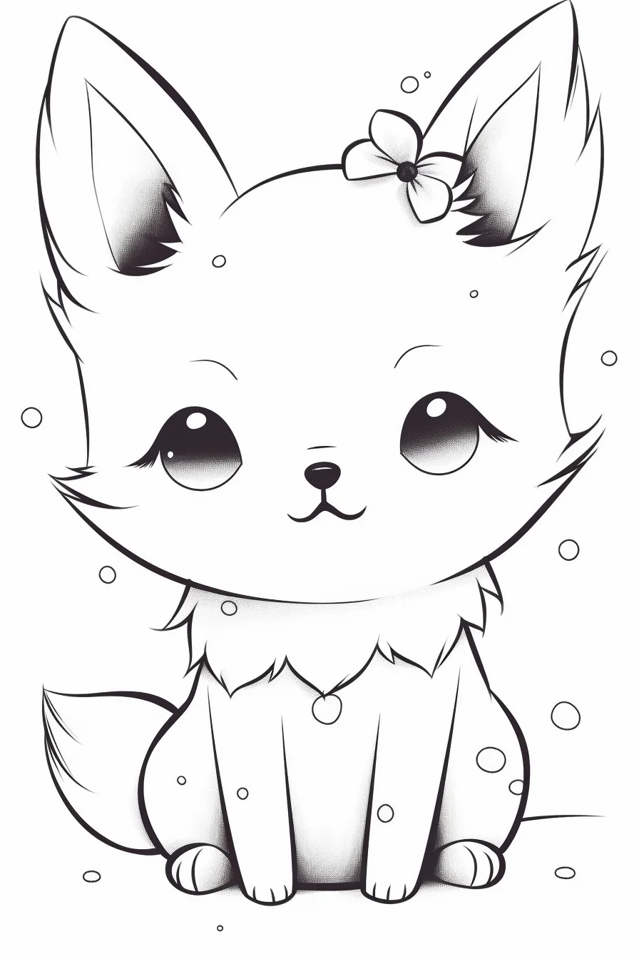 Cute kawaii fox coloring pages printable