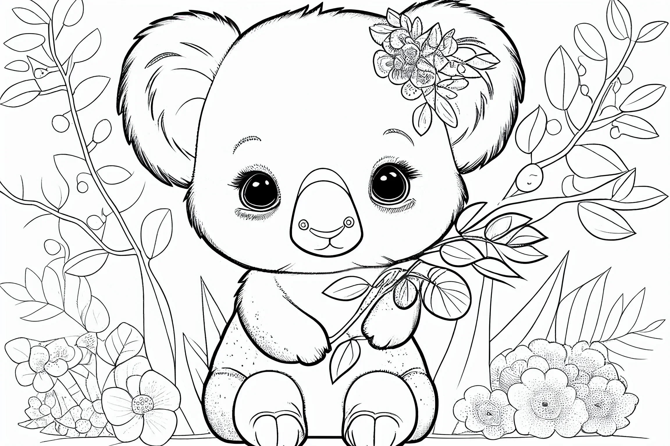 Cute koala coloring pages for kids