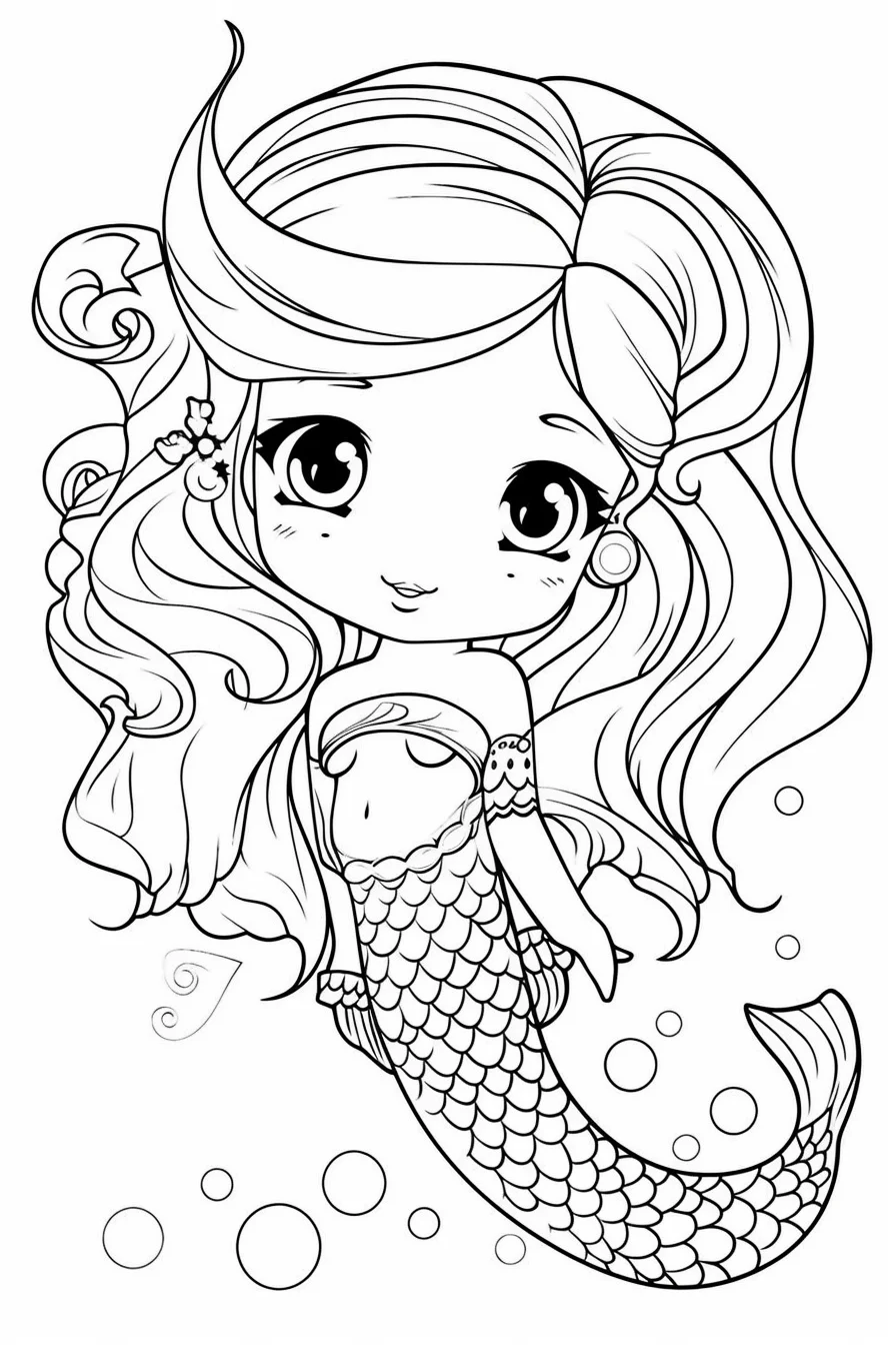 Cute mermaid coloring pages for girls